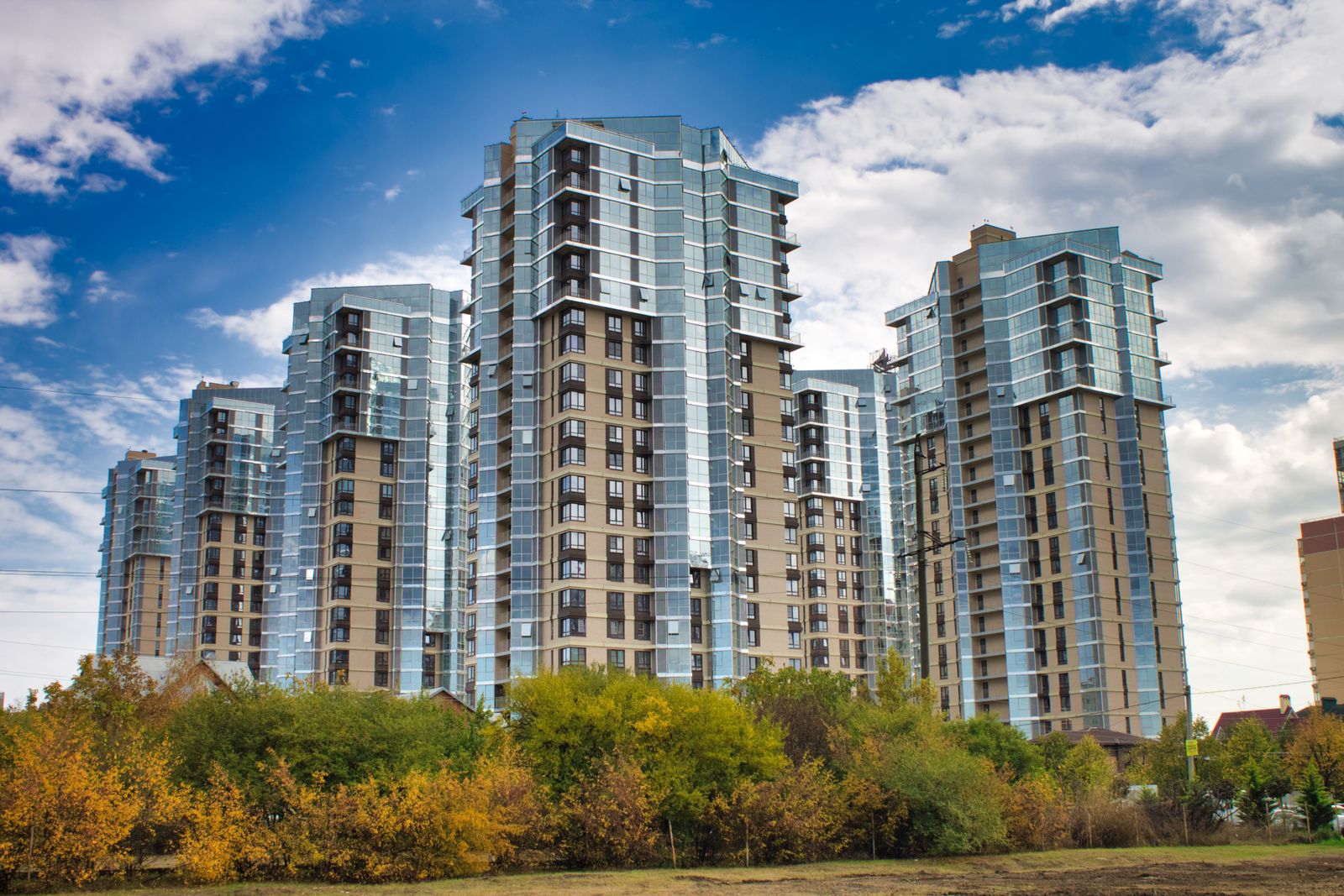 Glass residential skyscrapers